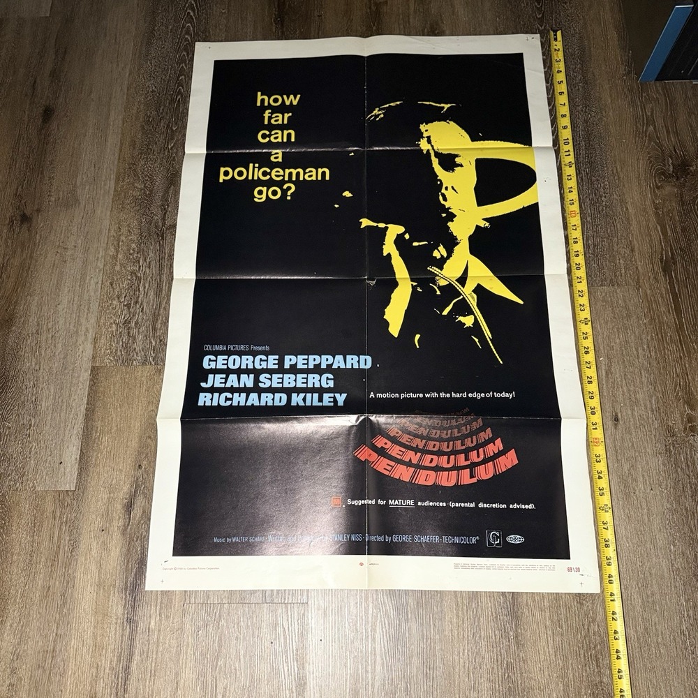 Vintage 60s Pendulum Original Movie Poster Police Cop Promo Ad